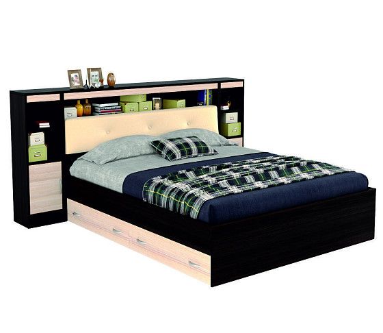 Кровать Наша Мебель Виктория ЭКО-П + ящики + прикроватный блок + тумбы | Интернет-магазин Гипермаркет-матрасов.рф
